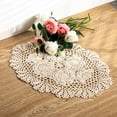 thumbnail image 5 of Ksopiavobs 2-Pieces Handmade Cotton Crochet Doilies Oval Lace Table Placemats 12 x17inch, Beige, 5 of 7