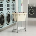 thumbnail image 4 of Laundry Cart with Wheels, Rolling Laundry Hamper with Removable Bag and Shelf, Metal Frame Laundry Basket with 4 Casters and 2 Brakes, Ideal for Bedroom, Bathroom, Laundry Room, Cream, 4 of 9