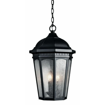 

3 Light Outdoor Hanging Pendant with Traditional Inspirations 21.25 inches Tall By 12.25 inches Wide-Textured Black Finish Bailey Street Home