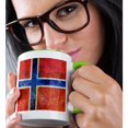 thumbnail image 2 of 3drose, Distressed Style Grunge Flag of Norway, 15oz Two-tone Green Mug, 2 of 6