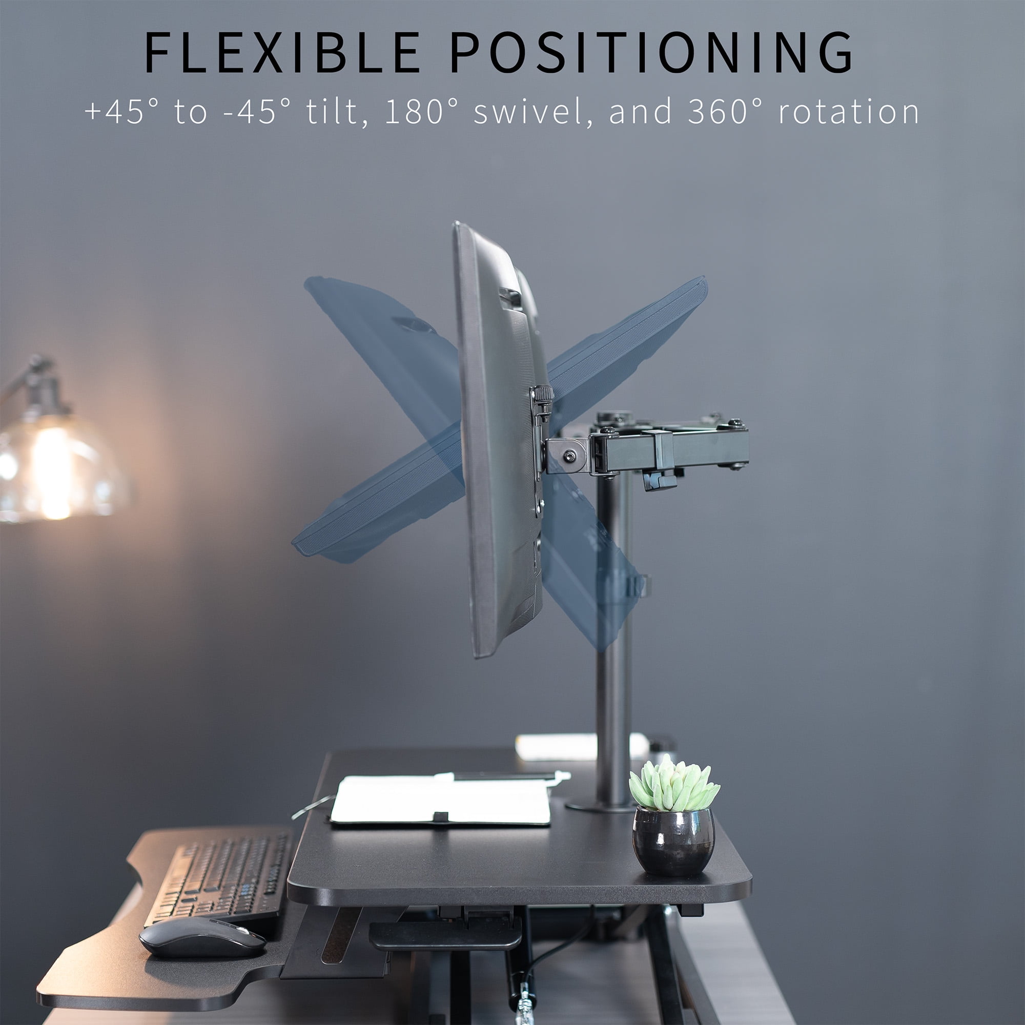 VIVO Black 36" Standing Desk Riser with Adjustable Dual 13" to 30" Monitor Mount