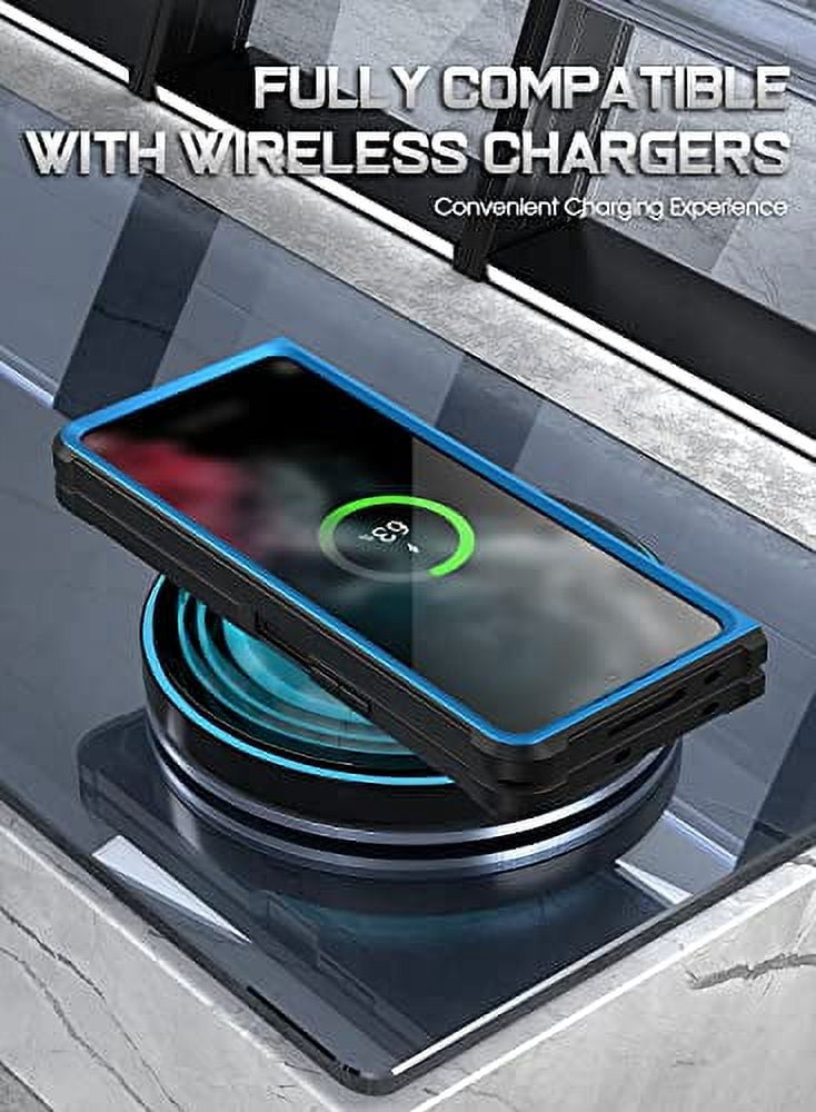 Poetic Guardian Case for Samsung Galaxy Z Fold 4, Clear Case with Built-in Screen Protector, Blue/ Clear