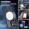 thumbnail image 3 of Dteck for iPhone 12 Pro Max Case with Magnetic Ring Stand, Compatible with MagSafe, Frosted Translucent Slim Phone Grip Cover,Deep Blue, 3 of 6