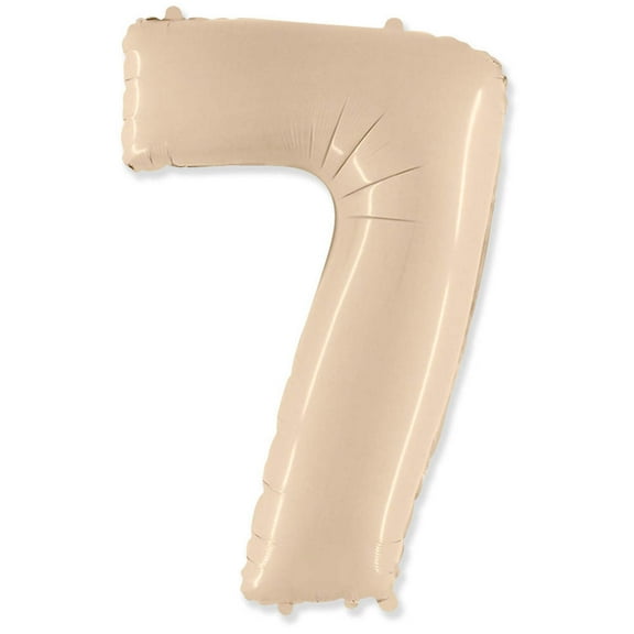 42 inch Number 7 - Party Brands - Satin Cream Foil Mylar Balloon - Party Supplies Decorations