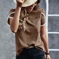 thumbnail image 6 of USSUMA Womens 2022 Summer Casual T-Shirts Leopard Print Petal Short Sleeve Tops Loose Comfy Blouse Lightweight Cute, 6 of 8