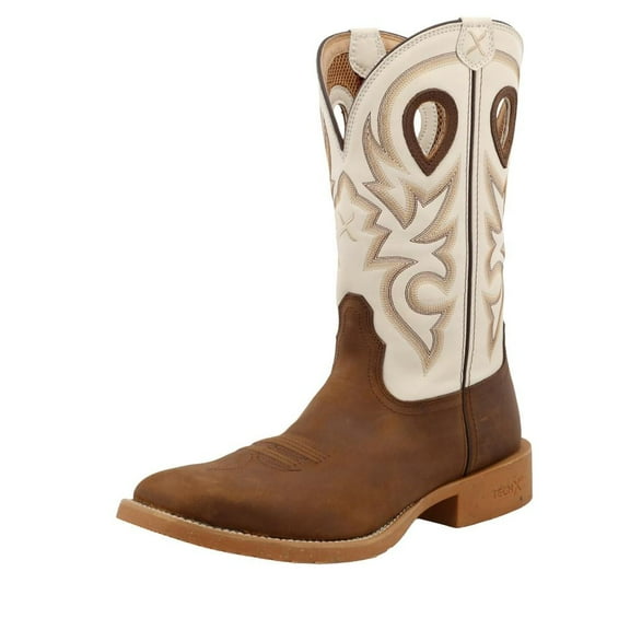 Twisted X Boots MXTR003 Men's Twisted X Tech X Hazel 12 Ivory Top Square Toe Boot Brown 9 D