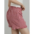 thumbnail image 5 of Biezeib Women's Plaid Shorts Casual Loose Fitting Elastic Waist Shirred Ruffled Trim Short Pants Lounge Shorts, 5 of 6