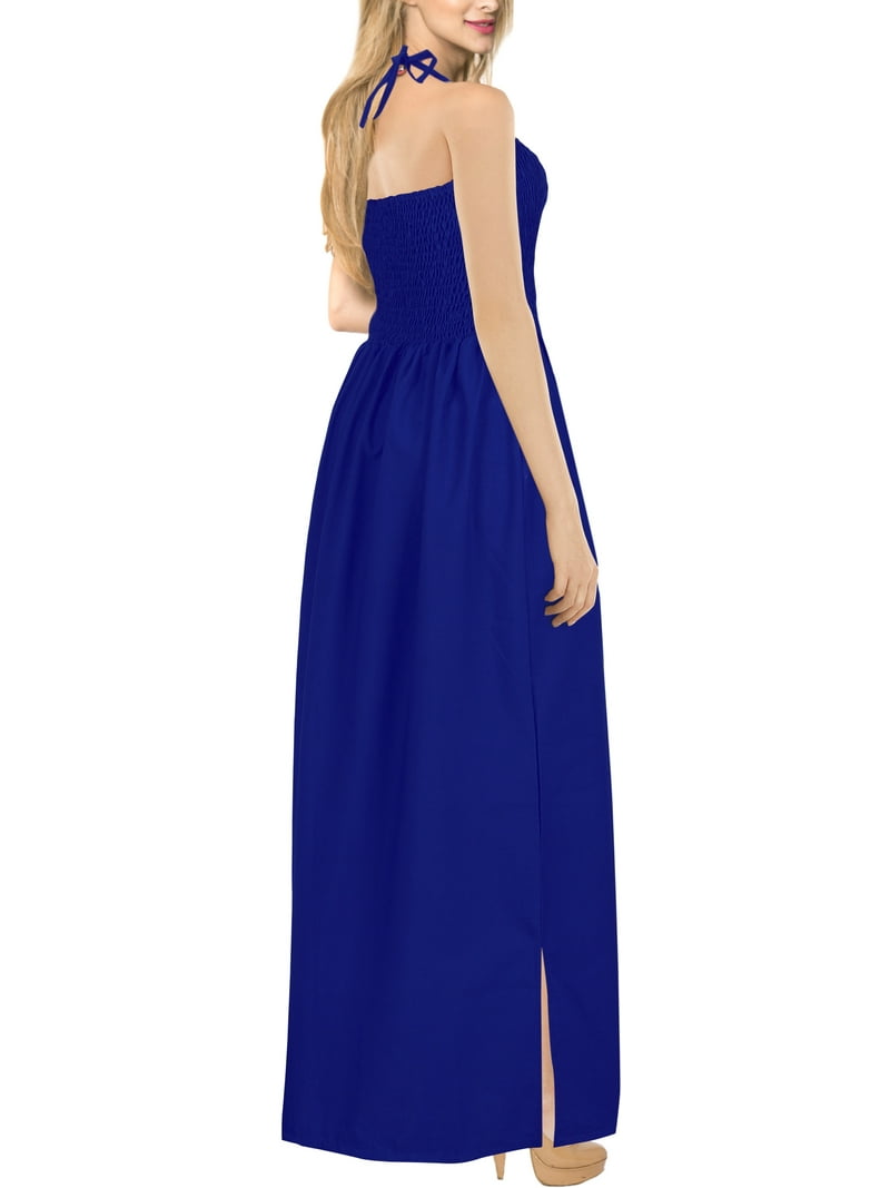 HAPPY BAY Women's Solid Smocked Top Maxi Evening Slit Dress Casual  Strapless Tube Dresses for Women One Size Sapphire, Solid - Walmart.com