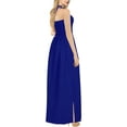 thumbnail image 3 of HAPPY BAY Women's Solid Smocked Top Maxi Evening Slit Dress Casual Strapless Tube Dresses for Women One Size Sapphire, Solid, 3 of 4