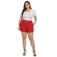 thumbnail image 4 of HDE Chino Shorts for Women, Elastic High Waisted Casual Shorts, Red 2X, 4 of 6