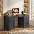 thumbnail image 2 of HOMCOM 53" Home Office Computer Desk with 2 Drawers & 2 Cabinets, Black, 2 of 10