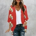thumbnail image 2 of Olyvenn Stylish Women's Loose 3/4 Sleeve Beer Print Cardigan Kimono Thin Coat Tops Blouse Shirt Outwear Kimono Cardigan Cover Up for Women Trendy Red 12, 2 of 5
