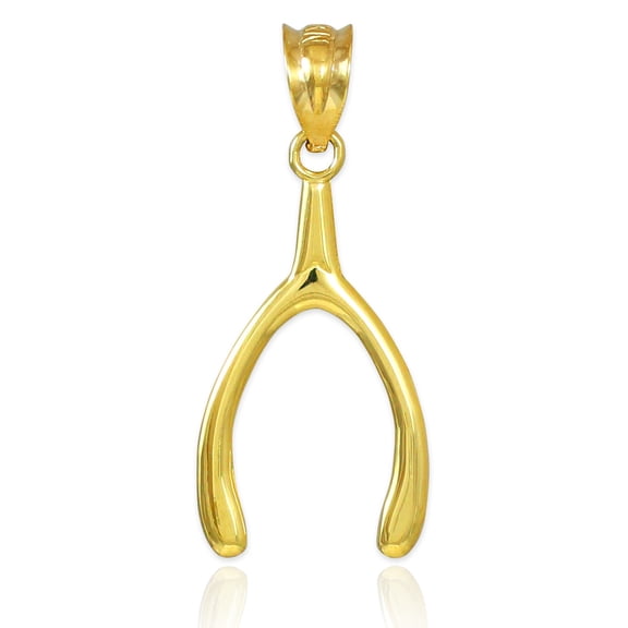 Solid Gold Polished Wishbone (10K Yellow Gold, Pendant)