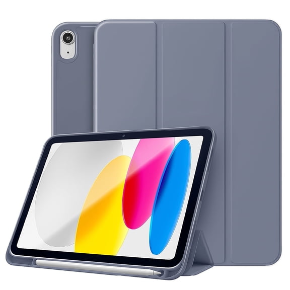 Vena For Apple iPad A16 Case, iPad 10th Generation Case Trifold Stand, iPad 11th Generation Case Pencil Holder, Slim Protective Cover, Purple Gray