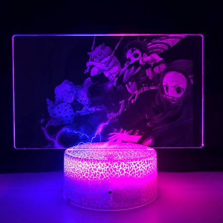 

JUSTUP Led Night Light Anime Acrylic Engraved Double Color Remote Control Lamp for Home Bedroom Decor Lights --- Pattern 2（Crack Seat）