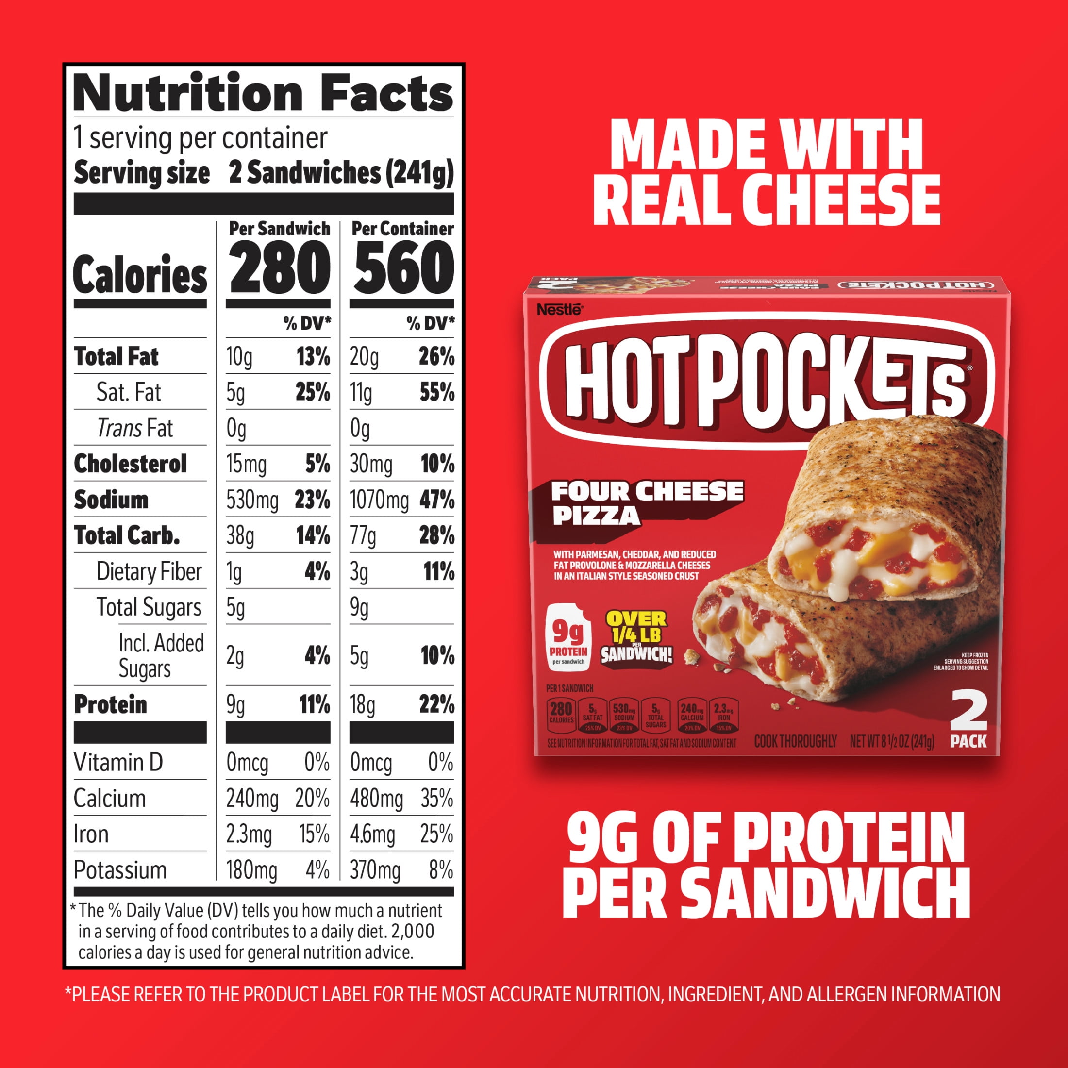 Hot Pockets Four Cheese Pizza, Frozen Snack, 2 Pack 8.5 oz