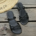 thumbnail image 5 of Black Womens Casual Sandals Braided Strap Flat Shoes For Women Lightweight Beach Slide Sandals Solid Color Two Way Wear Indoor Outdoor Size 38, 5 of 9