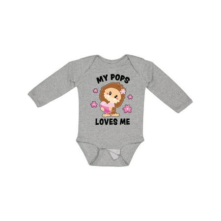 

Inktastic My Pops Loves Me with Bigfoot Gift Baby Girl Long Sleeve Bodysuit