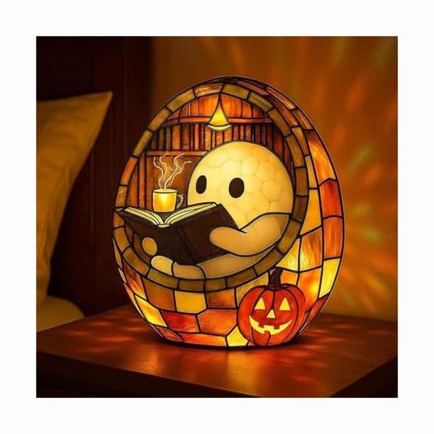 wonima02 Halloween Decorations - Large Size Halloween Bathroom Decor Ghost Bubble Bath Lamp & Ghost Reading Book Lamp, Spooky Cute Night Light for Home, Party, Shelf (Book Lamp)