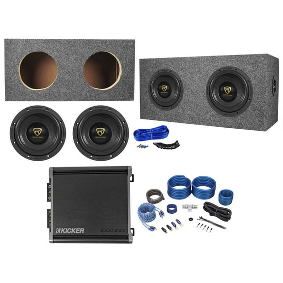 (2) Rockville W65K9D4 6.5" 1000w Subwoofers Sealed Box Kicker Amplifier Amp Kit