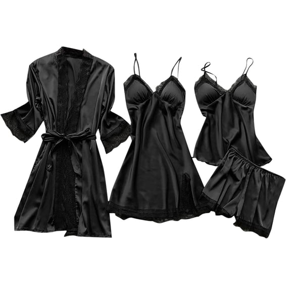 2025 Women Satin Lacey Satin Clothes Suspenders Nightgown Robe Pajama Pajamas with Pockets Pants Home Clothes with Women Pajamas Summer Chest Pad Light Four Tall Womens Pajamas Piece