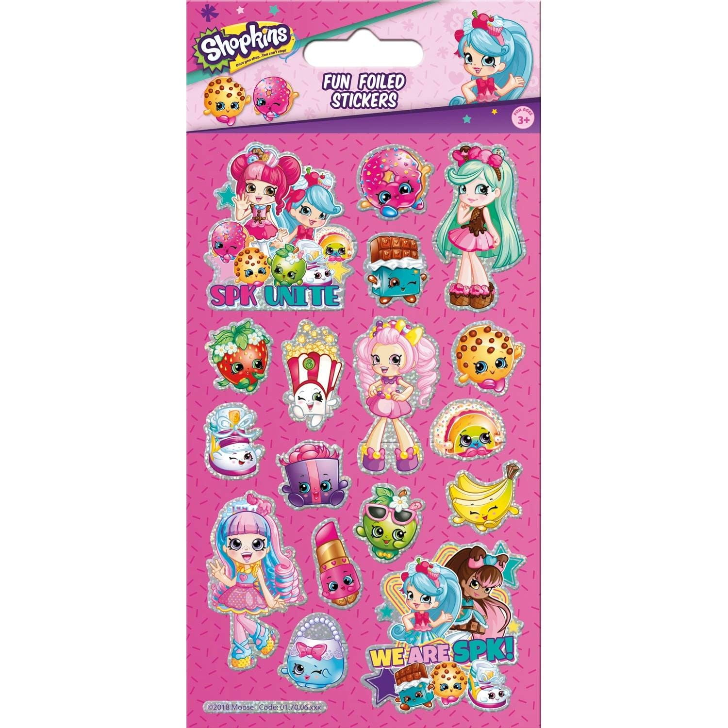 Shopkins Autocollants en Feuille de Personnage de Dessin Animé