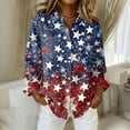 thumbnail image 2 of Domzest Womens 250th Anniversary Usa Shirt Patriotic Long Sleeve V Neck Butoon Down Tshirts 4th Of July American Flag Elements Tshirt Wine 3XL, 2 of 5