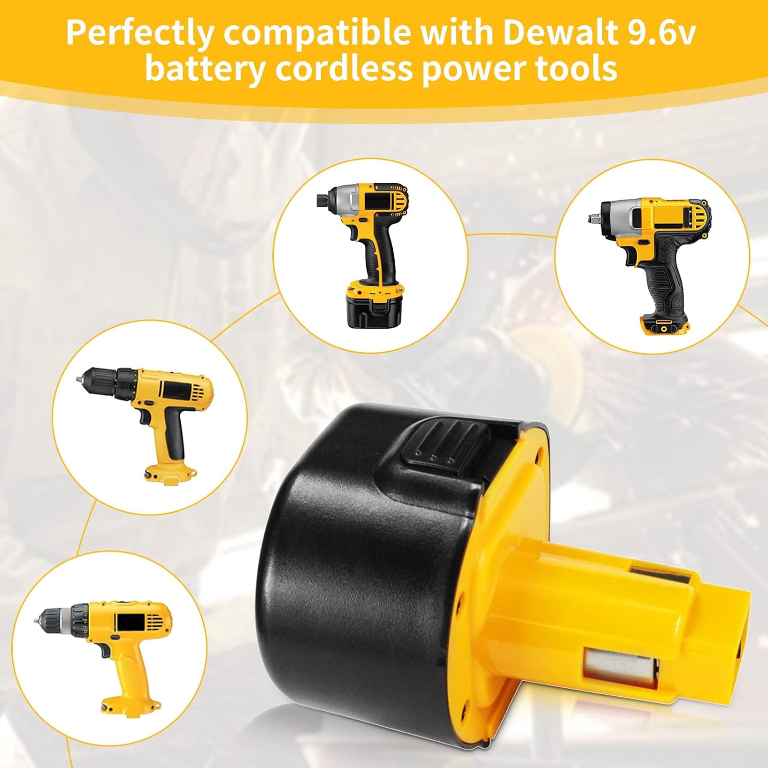 2 Pack 3.6Ah Ni-MH Replacement for Dewalt 9.6Volt Battery DW9061 DW9062 DW926 DW955 DW926K