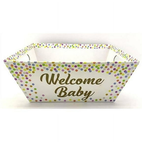 MDR Trading AP-CMT963BB White with Gold Dots & Welcome Baby Handled Basket