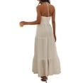 thumbnail image 6 of Women Elegant Halter Maxi Dress Solid Sleeveless Backless Tie-Up Neck Long Dress Summer Beach Party Going Out Dresses, 6 of 7
