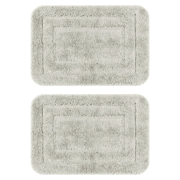 NOMADIC NOOK Soft Absorbent Bath Mats 2 Pcs Plush Shaggy Bathroom Rugs Light Grey 16" x 24"
