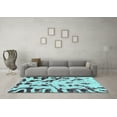 thumbnail image 3 of Ahgly Company Machine Washable Indoor Square Abstract Turquoise Blue Modern Area Rugs, 4' Square, 3 of 4