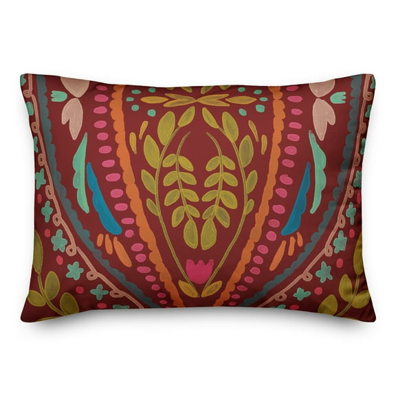Creative Products Red Background Folk Pattern 14x20 Indoor / Outdoor Pillow