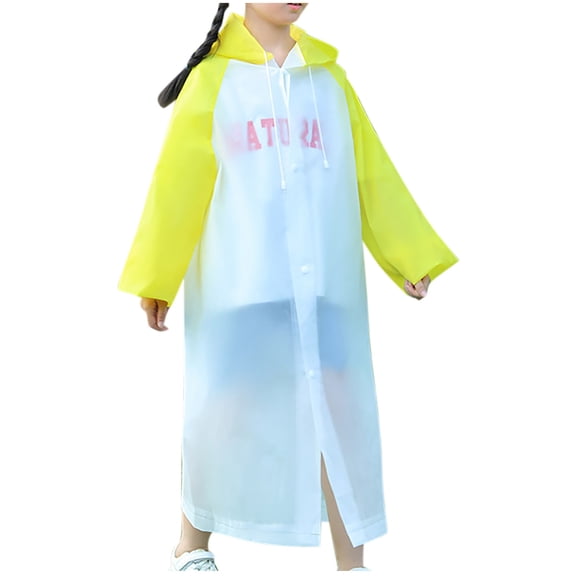 IVEYRTF Kids Sun Protection Waterproof Raincoat Lightweight Breathable Snap Closure for Outdoor Family Activities Rainy Day Wear Comfort Fit Hooded Long Rain Jacket(Yellow,Free Size)