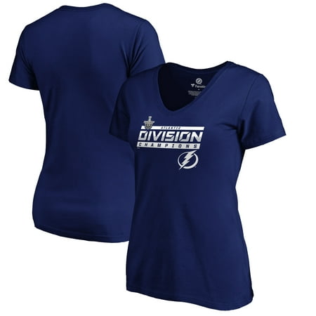 Tampa Bay Lightning Fanatics Branded Women's 2019 Atlantic Division Champions Clipping Plus Size V-Neck T-Shirt -