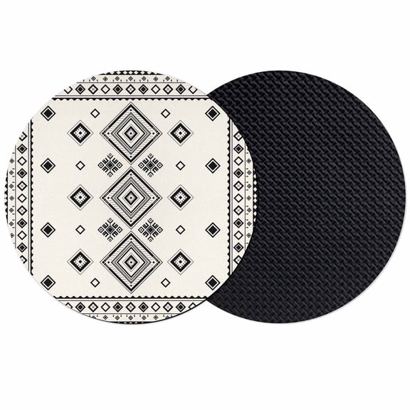 Boho Geometric Coasters Set of 2, Absorbent Coasters for Drinks, Simple Farmhouse Nation Abstract Motifs Coaster for Desk Coffee Table Protection, Home Decor House Warming Gifts 4"