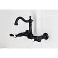 thumbnail image 3 of Kingston Brass KS1260BAL Heirloom Double-Handle Wall-Mount Bridge Kitchen Faucet, Matte Black, 3 of 7