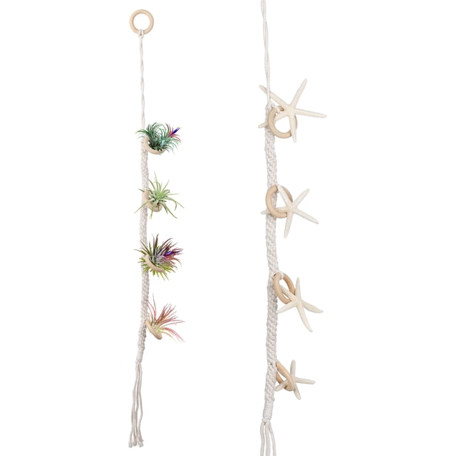 Colgador de Plantas ANGGREK con Borlas Blanco 90 cm