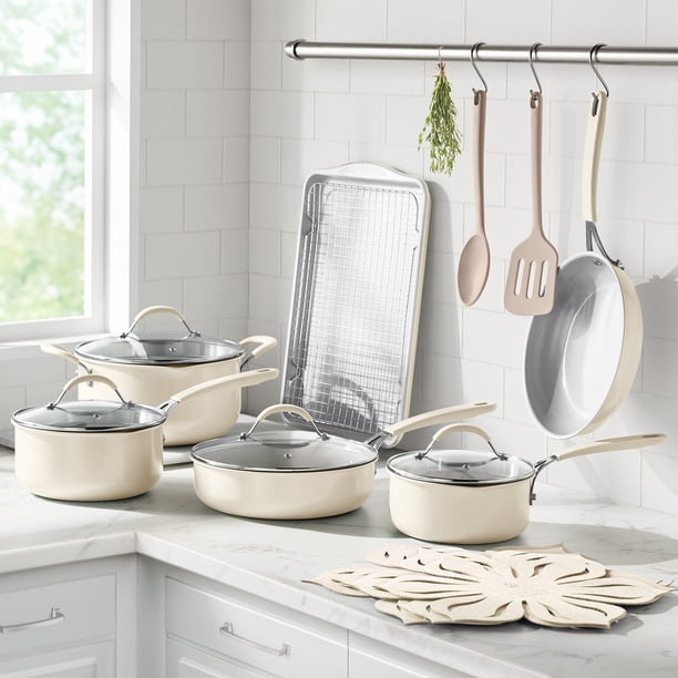 The Pioneer Woman Sutton 17-Piece Ceramic Nonstick Cookware Set