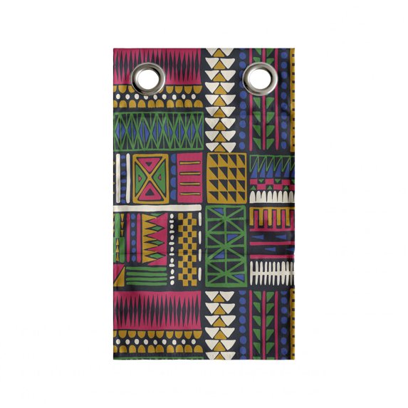 Folk Hanging Pocket Organizer, Abstract Style Tribal Pattern with Creative Geometrical Shapes Ornate Print, Printed Polyester Storage Bag with Pockets, 9" x 27", Multicolor