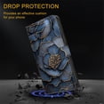 thumbnail image 4 of Case For iPhone 12 Pro Crystal Material Painted Pattern With Multi-Card Holder Bills Slot, PU Leather Magnetic Wallet Case,Dark blue,For iPhone 12 Pro, 4 of 6
