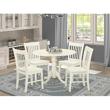 DLNO5-WHI-W 5 PC Dublin kitchen table set-Dining table and 4 wood seat ...