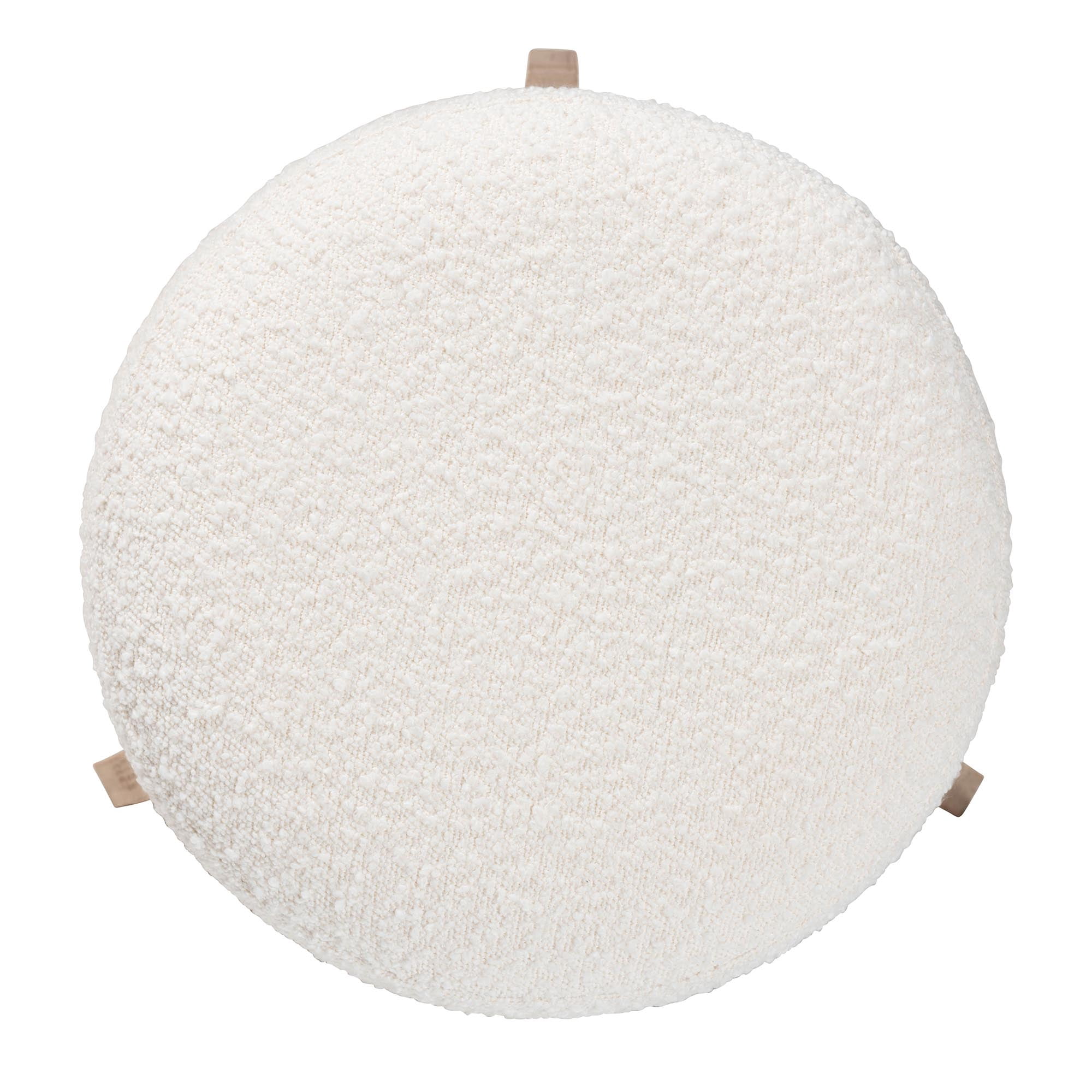 Baxton Studio Elkie Japandi Cream Boucle Fabric and Walnut Brown Finished Wood Ottoman Footstool
