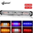 thumbnail image 2 of 1pc Slim 12V 24V 24LED Luz Estroboscópica Policía Coche Moto Camiones LED Lateral Marcadores Lámparas Blanco Ámbar Rojo Azul Intermitente De Advertencia, 2 of 4