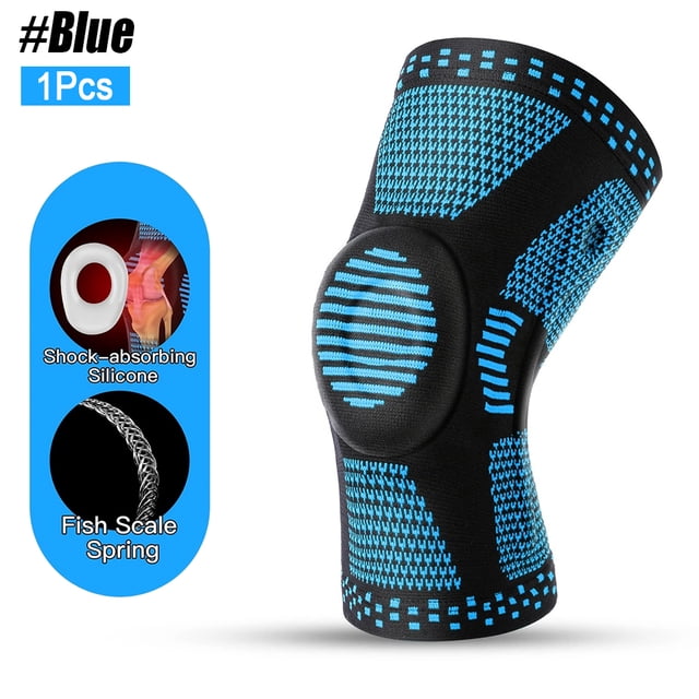 TYPPKMM 1/2Pcs Sport Compression Knee Support Brace Patella Protector Knitted Silicone Spring LegPad Cycling Running Basketball Football