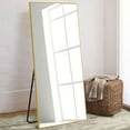 thumbnail image 2 of 28" x 71" Gold Modern Floor Mirror, 2 of 11
