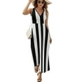 thumbnail image 2 of Medium Black And White Stripes Vertical Direction Sleeveless Dress Dresses Women Summer Evening Dresses Ladies Bohemia Long Dresses, 2 of 9