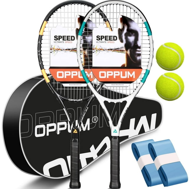 Raquetas de Tenis OPPUM Blancas Profesionales de 27 Pulgadas para Jugadores Principiantes e Intermed