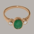 thumbnail image 5 of LBG British Made 14k Rose Gold Womens Ring Natural Emerald & Cubic Zirconia Anniversary Ring - 33 size options - Size 7.5, 5 of 6