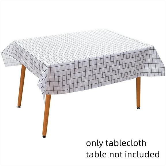 Happon 1 Pc Table Cover Plastic Rectangle Plaid Picnic Tablecloth Holiday Cottage Decorations for Kitchen Dining Party Favors Supplies, 54 x 71 Inch (White Plaid)